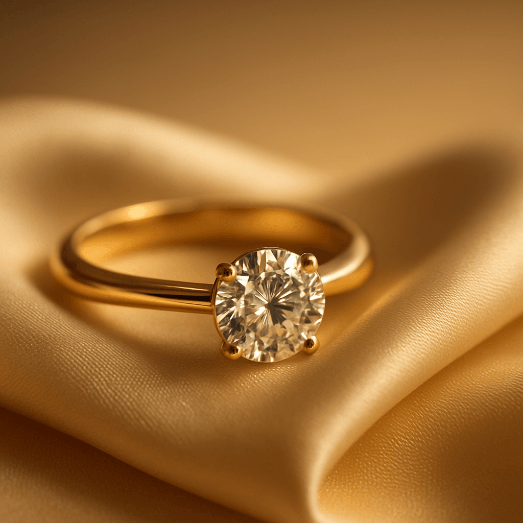 Anillo de oro sobre seda